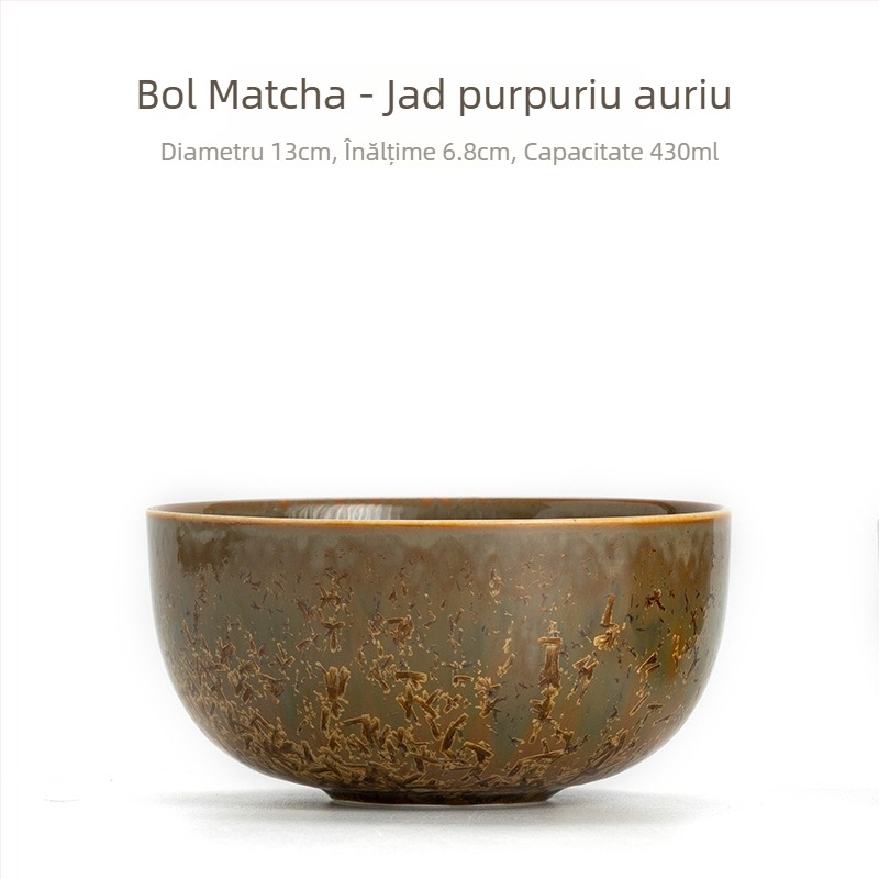 Stil japonez nou: bol de matcha lucrat manual, ceramic pentru ceremonia ceaiului, inspirat din Dinastia Song
