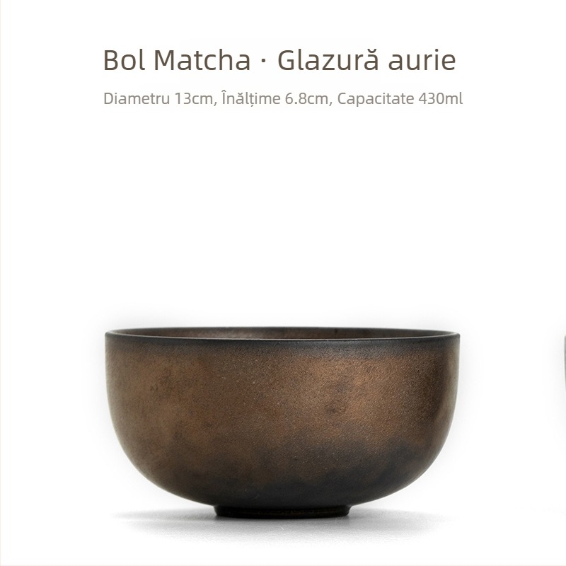Stil japonez nou: bol de matcha lucrat manual, ceramic pentru ceremonia ceaiului, inspirat din Dinastia Song