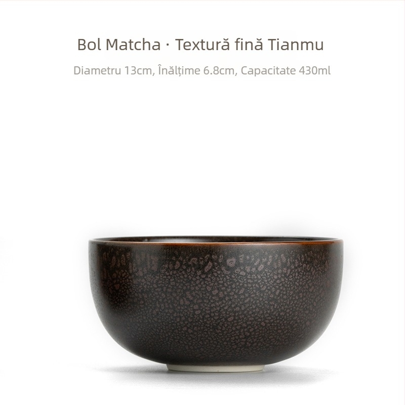 Stil japonez nou: bol de matcha lucrat manual, ceramic pentru ceremonia ceaiului, inspirat din Dinastia Song