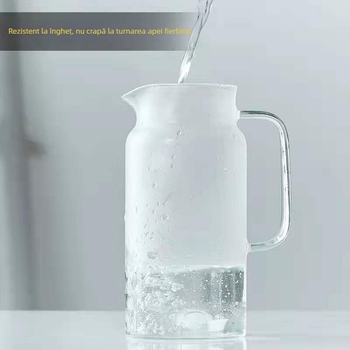 Ceainic din sticlă borosilicată rezistentă la căldură, cu filtru, capacitate mare pentru sucuri și băuturi reci