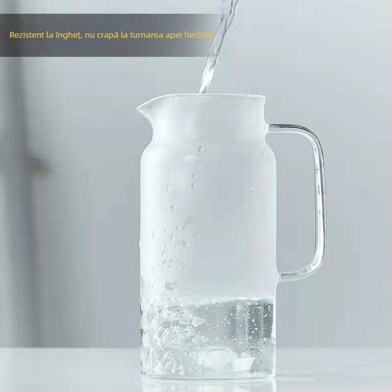 Ceainic din sticlă borosilicată rezistentă la căldură, cu filtru, capacitate mare pentru sucuri și băuturi reci