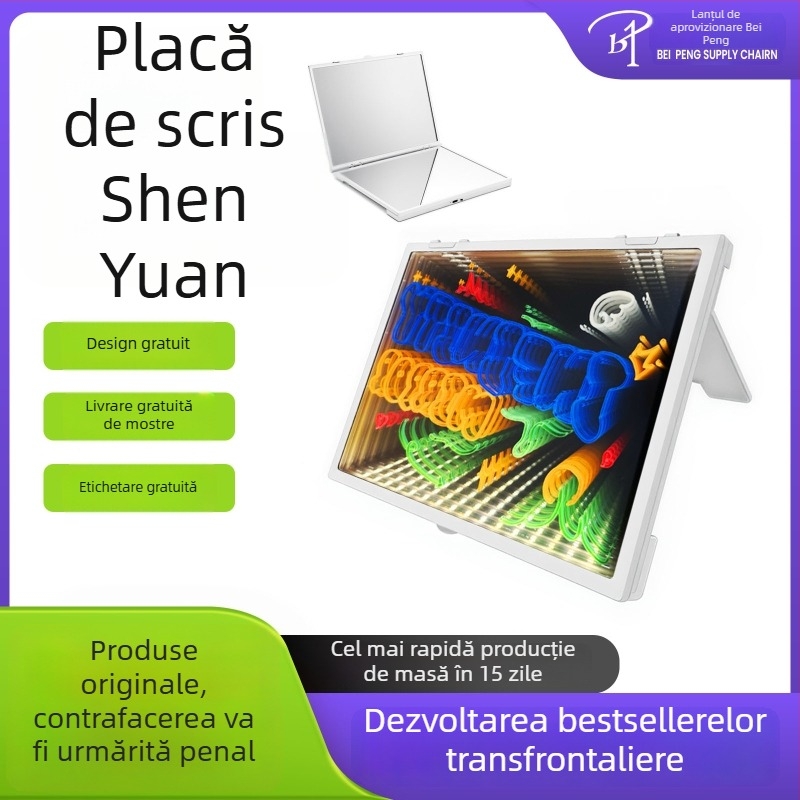 Tablă magnetică pentru scris, cu efect 3D și adâncime infinită, cu două fețe, ornament de birou