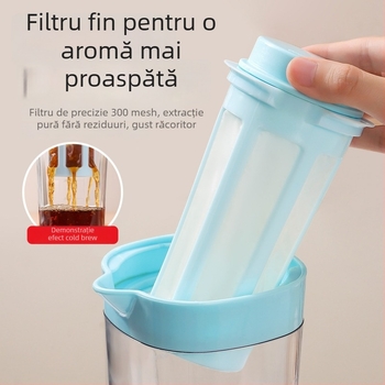 Cană de apă cu filtru și capac, de calitate alimentară, cu capacitate mare pentru infuzie rece de ceai, rezistentă la temperaturi înalte.