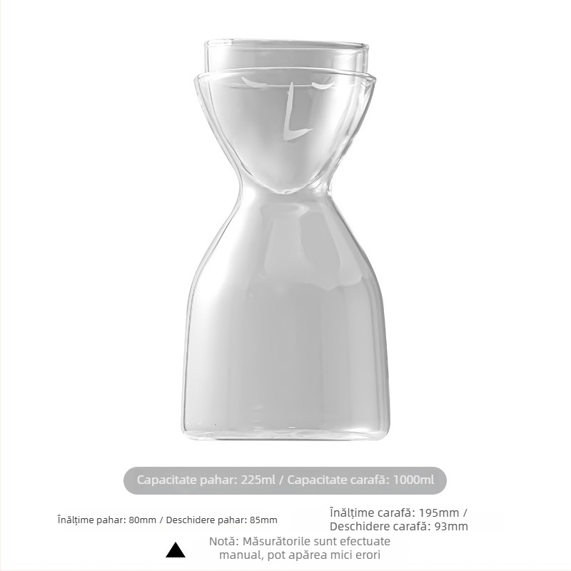 Set carafe din sticlă transparentă, colorată, rezistentă la temperaturi înalte, cu pahare pentru apă rece