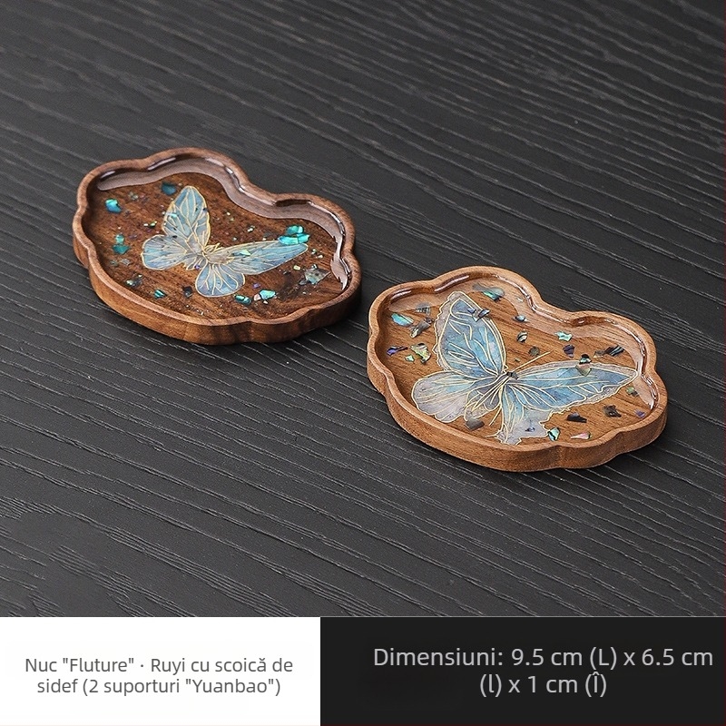 Suport pentru ceai din lemn de nuc, tavă mică pentru ceai, suport pentru ceainic în stil chinezesc retro, accesorii pentru setul de ceai.