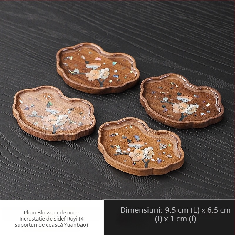 Suport pentru ceai din lemn de nuc, tavă mică pentru ceai, suport pentru ceainic în stil chinezesc retro, accesorii pentru setul de ceai.