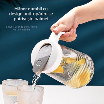 Set din sticlă pentru apă rece, cu dungi verticale, cinci piese, pentru ceai de lămâie, design elegant și minimalist