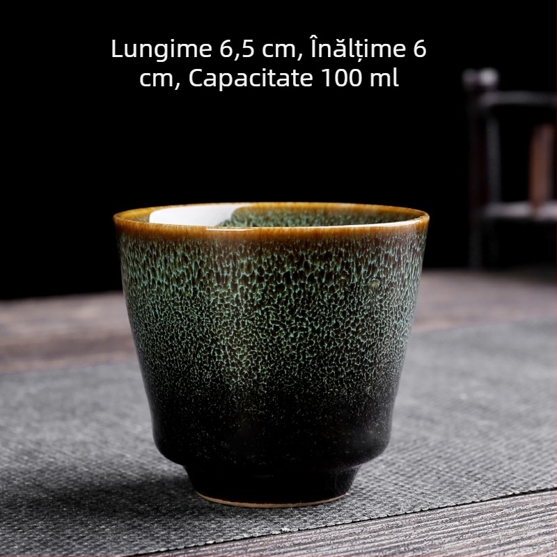 Ceșcă de ceai ceramică cu glazură de cuptor, stil retro, vas personal pentru ceai, mic pahar de vin pentru uz casnic