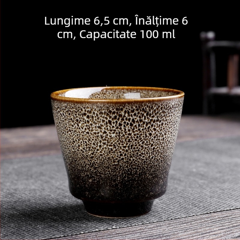 Ceșcă de ceai ceramică cu glazură de cuptor, stil retro, vas personal pentru ceai, mic pahar de vin pentru uz casnic