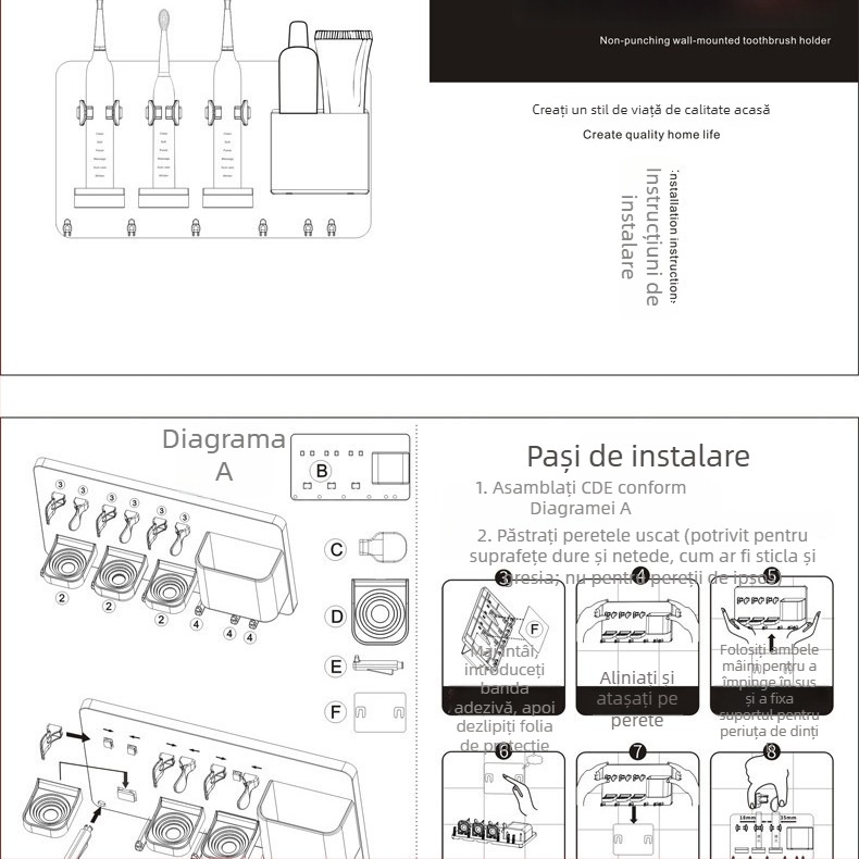Dreamjas suport pentru periuța electrică – organizator reglabil pentru baie, spațiu de depozitare pentru igienă personală