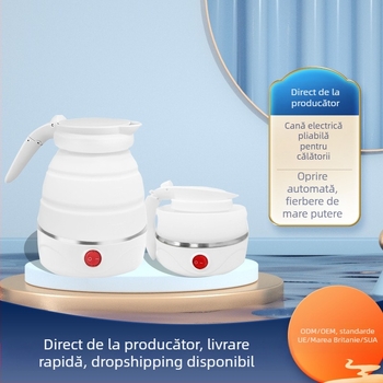Fierbător electric pliabil din silicon, 0,6 L, oprire automată, pentru călătorii, cadou pentru studenți