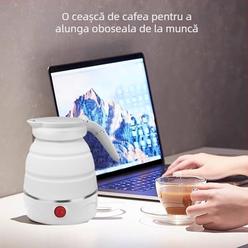 Fierbător electric pliabil din silicon, 0,6 L, oprire automată, pentru călătorii, cadou pentru studenți