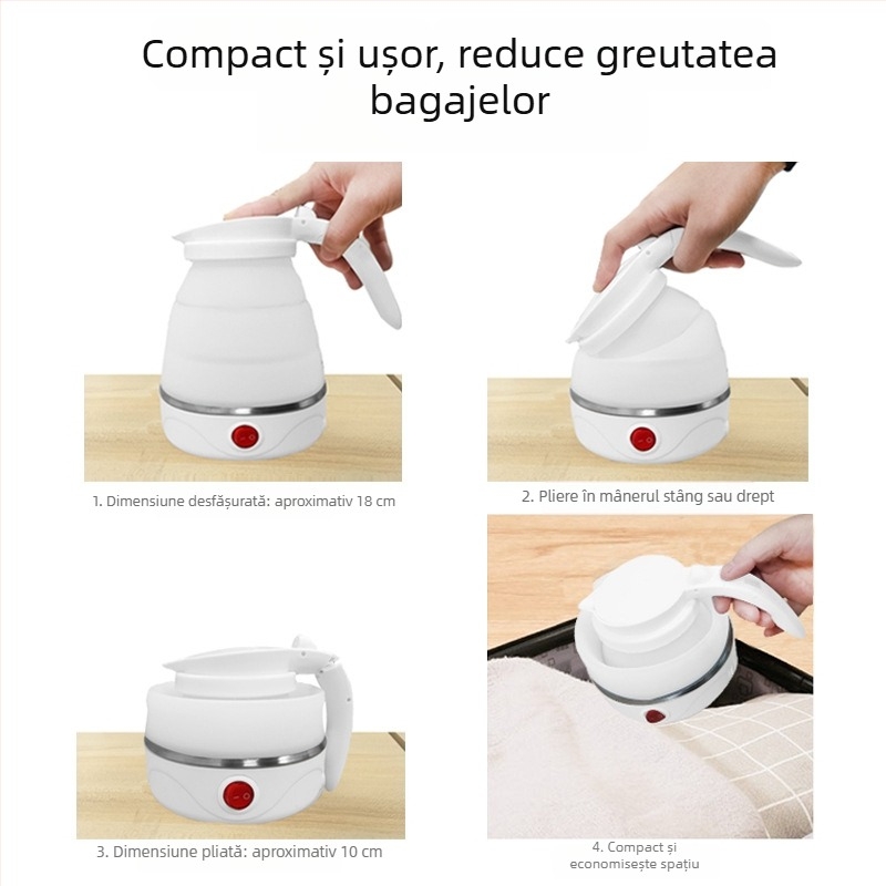 Fierbător electric pliabil din silicon, 0,6 L, oprire automată, pentru călătorii, cadou pentru studenți