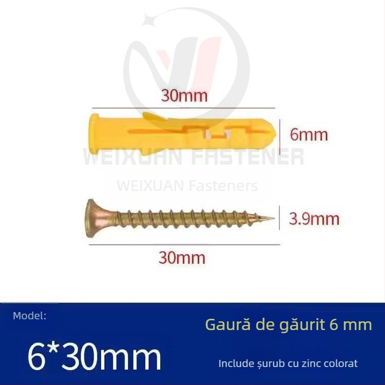 Set de șuruburi expansiune din plastic, dopuri și țevi M6/M8/M10