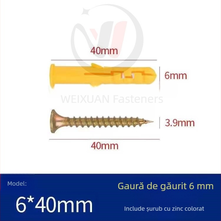 Set de șuruburi expansiune din plastic, dopuri și țevi M6/M8/M10
