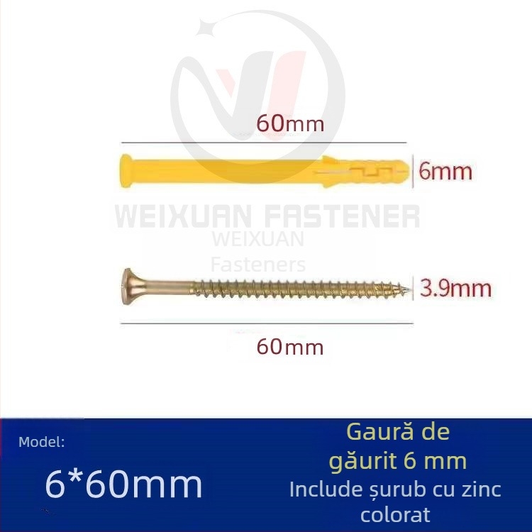 Set de șuruburi expansiune din plastic, dopuri și țevi M6/M8/M10