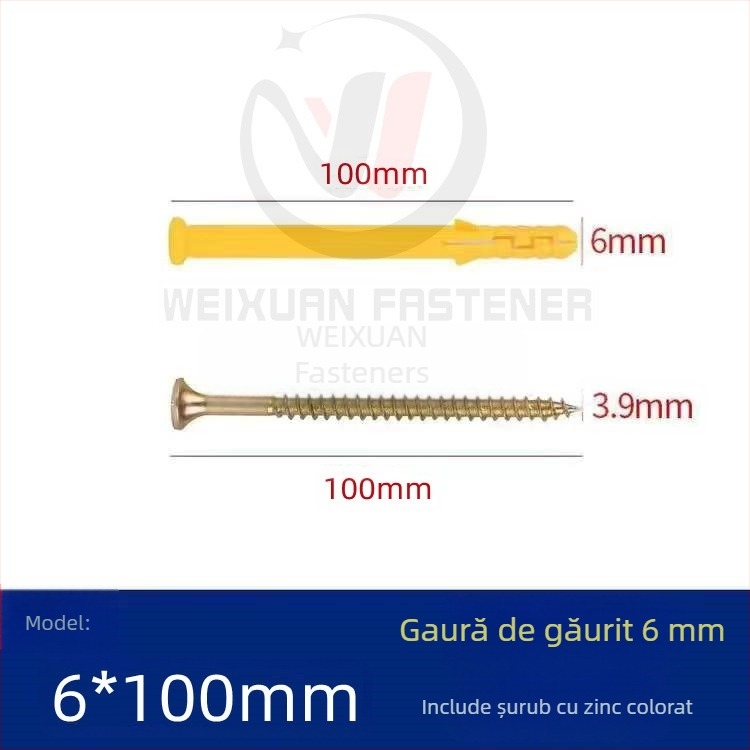 Set de șuruburi expansiune din plastic, dopuri și țevi M6/M8/M10