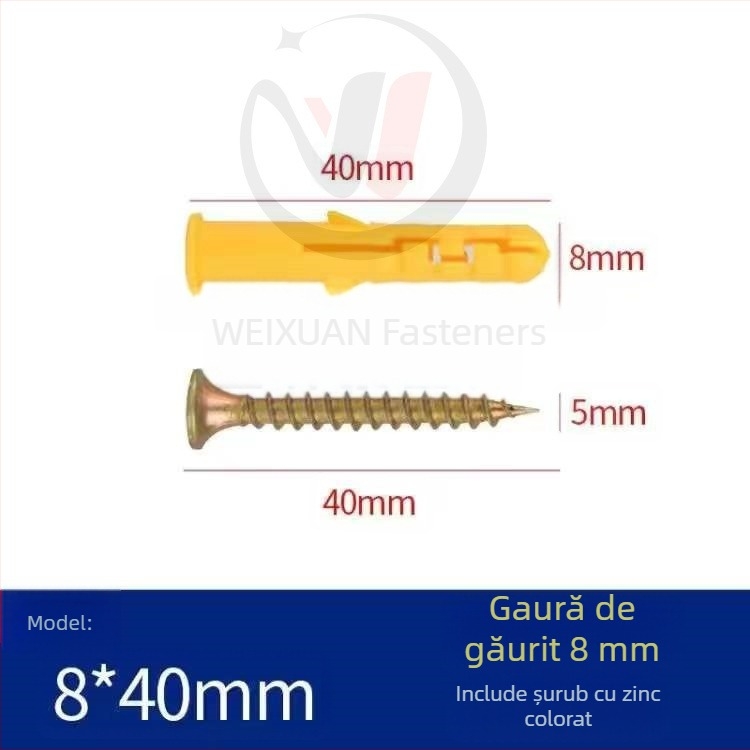 Set de șuruburi expansiune din plastic, dopuri și țevi M6/M8/M10