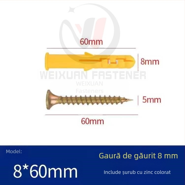 Set de șuruburi expansiune din plastic, dopuri și țevi M6/M8/M10
