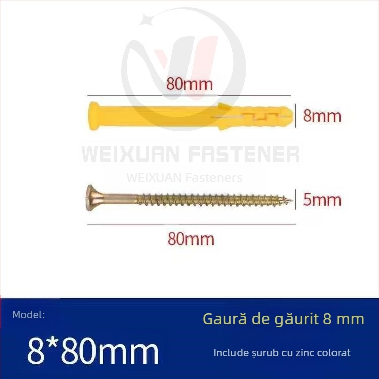 Set de șuruburi expansiune din plastic, dopuri și țevi M6/M8/M10