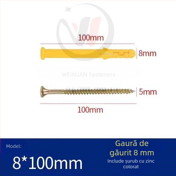Set de șuruburi expansiune din plastic, dopuri și țevi M6/M8/M10