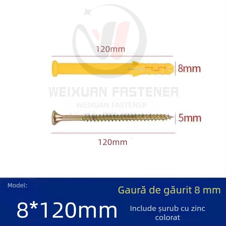 Set de șuruburi expansiune din plastic, dopuri și țevi M6/M8/M10
