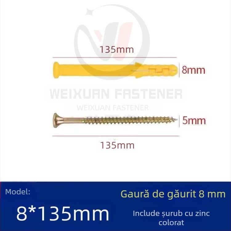 Set de șuruburi expansiune din plastic, dopuri și țevi M6/M8/M10