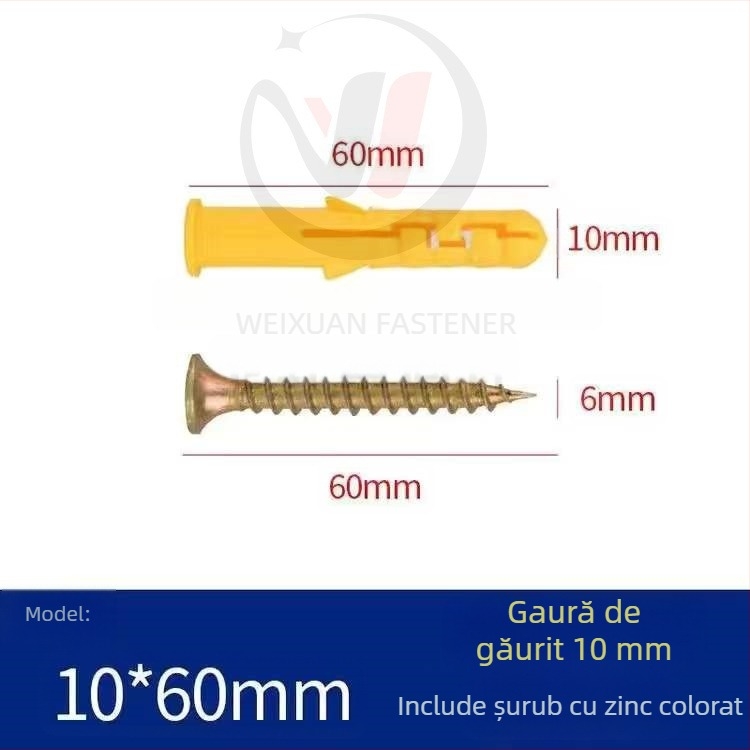 Set de șuruburi expansiune din plastic, dopuri și țevi M6/M8/M10