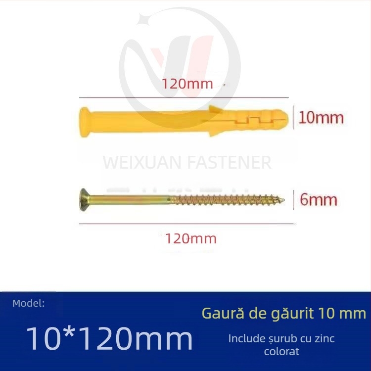 Set de șuruburi expansiune din plastic, dopuri și țevi M6/M8/M10