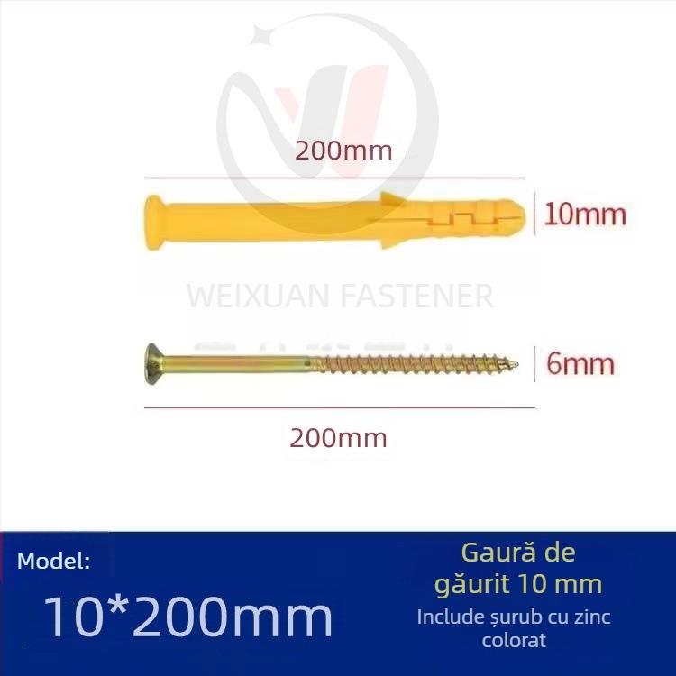 Set de șuruburi expansiune din plastic, dopuri și țevi M6/M8/M10