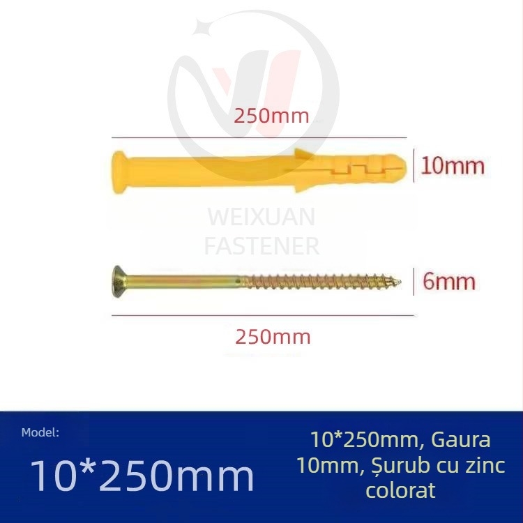 Set de șuruburi expansiune din plastic, dopuri și țevi M6/M8/M10