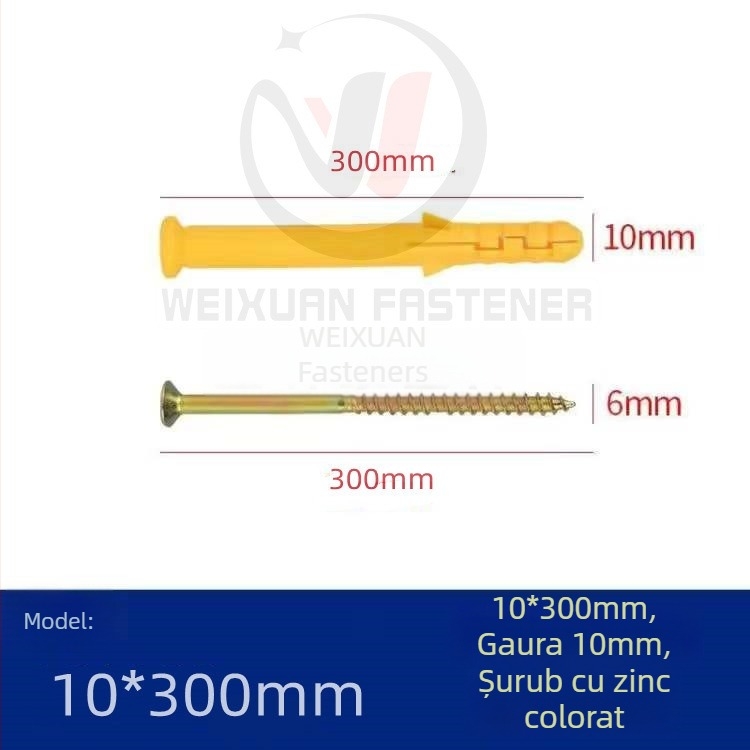Set de șuruburi expansiune din plastic, dopuri și țevi M6/M8/M10