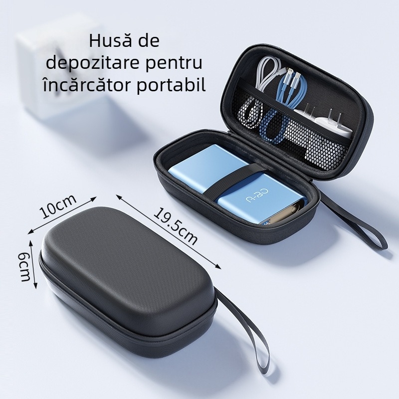 Eva husă pentru cabluri de date, căști și hard disk — carcasă dură rezistentă la șocuri, organizator pentru încărcător portabil