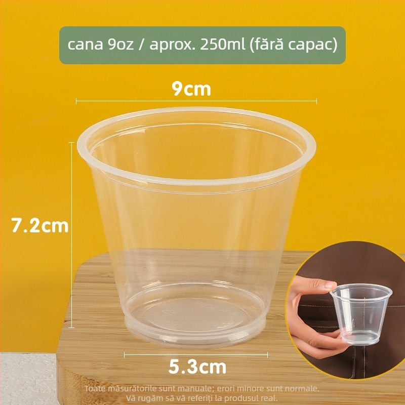 Cupe de desert mini, de unică folosință, în cutie transparentă pentru tiramisu și budincă