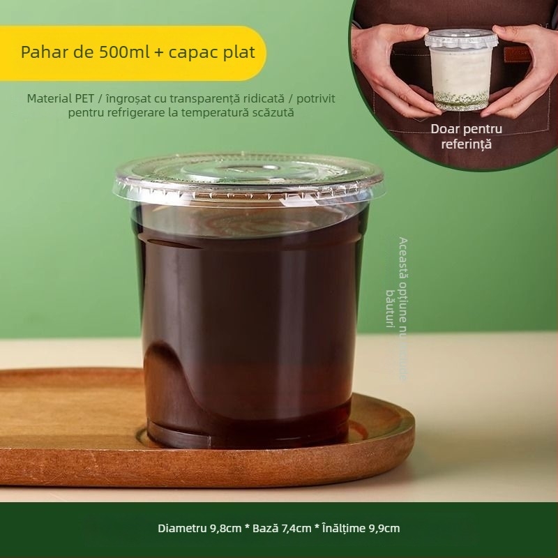 Cupe PET transparente pentru băutură din prune acrișoare, unică folosință, cu capac, pentru vânzare stradală