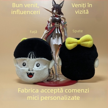 Portofel pluș pentru monede, cu design de fată din anime japanez-coreean, și pandantiv