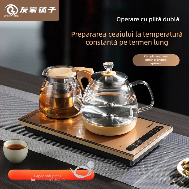 Set ceainic electric cu umplere automată a apei, corp din sticlă, pentru casă și birou