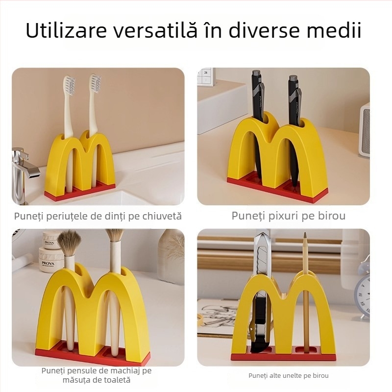 Suport pentru periuțe de dinți cu sterilizare UV, fără găuri, pentru baie, spațiu pentru pastă de dinți și două periuțe