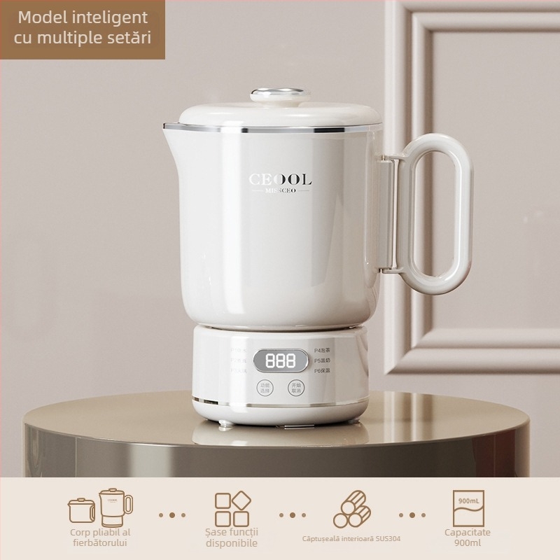 Ceool Fierbător electric portabil din oțel inoxidabil, 800 ml, pentru casă și călătorii