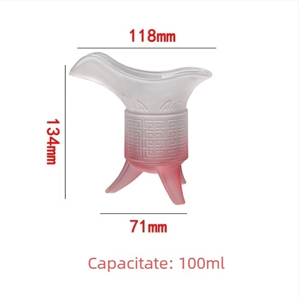 Pahar transparent din sticlă pentru băuturi spirtoase, în stil dinastic antic, pahar imperial cu trei picioare