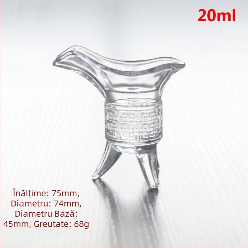 Pahar transparent din sticlă pentru băuturi spirtoase, în stil dinastic antic, pahar imperial cu trei picioare