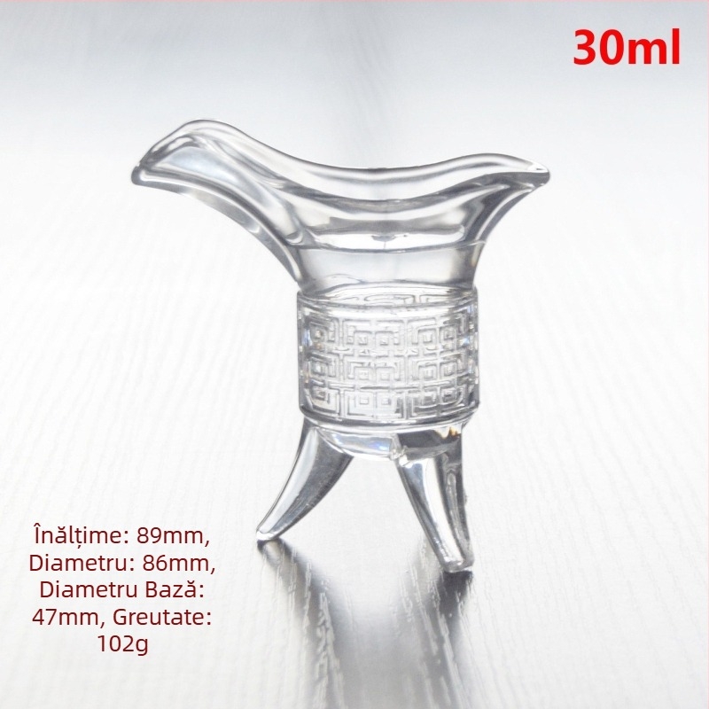 Pahar transparent din sticlă pentru băuturi spirtoase, în stil dinastic antic, pahar imperial cu trei picioare