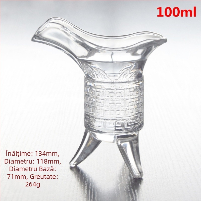 Pahar transparent din sticlă pentru băuturi spirtoase, în stil dinastic antic, pahar imperial cu trei picioare