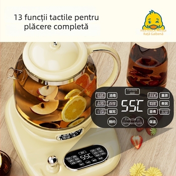Ceainic din sticlă pentru uz casnic și de birou, fierbător de apă multifuncțional și ceainic de ceai cu flori, capacitate 1,5 L