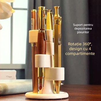 Raft rotativ pentru cosmetică, suport pentru periuțe de dinți pentru baie și organizator pentru pixuri – stil minimalist luxos