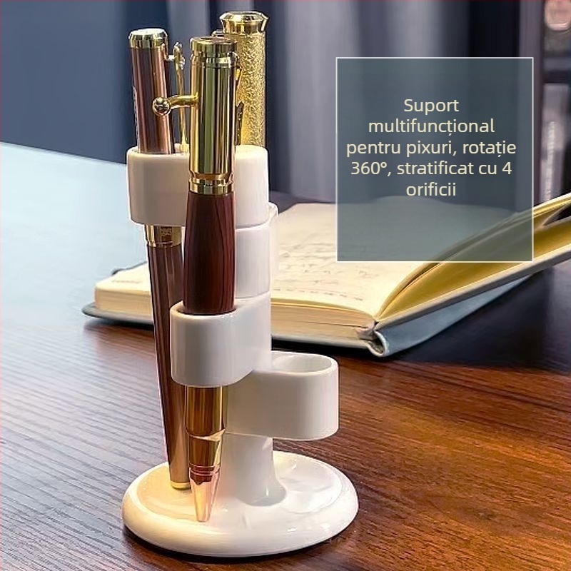 Raft rotativ pentru cosmetică, suport pentru periuțe de dinți pentru baie și organizator pentru pixuri – stil minimalist luxos