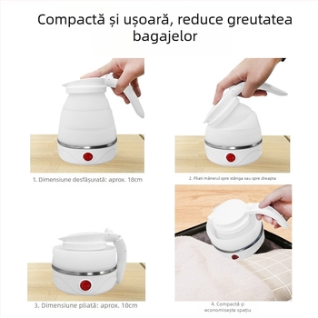 Ceainic electric pliabil din silicon pentru călătorii, 0,6 L, oprire automată