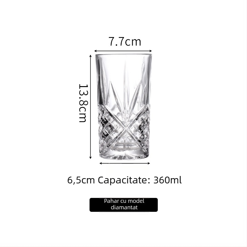 Pahar din sticlă retro cu gravură florală pentru iced latte, sucuri și cocktailuri