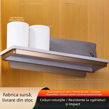 Suport ceramic pentru periuțe de dinți cu raft perforat pentru baie, design în linie