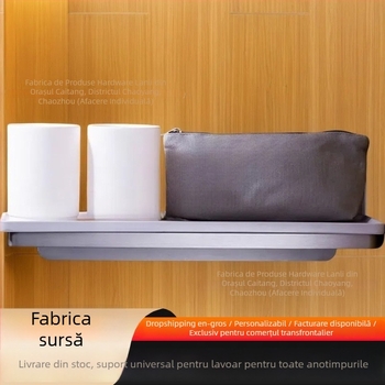 Suport ceramic pentru periuțe de dinți cu raft perforat pentru baie, design în linie